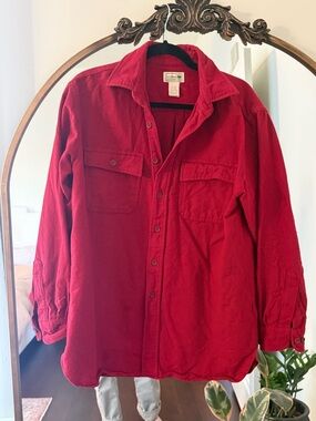 LL Bean Red Button-Up flannel shirt Jacket